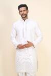 Arihant Rai Sinha_Off White Silk Embroidery, Mirrors Floral Kurta Patiala Pant Set _Online_at_Aza_Fashions