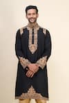 Arihant Rai Sinha_Black Silk Embroidery Kurta Patiala Pant Set _Online_at_Aza_Fashions