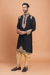 Buy_Arihant Rai Sinha_Black Silk Embroidery Kurta Patiala Pant Set _at_Aza_Fashions