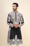 Arihant Rai Sinha Black Silk Embroidery Kurta Patiala Pant Set Online at Aza Fashions Arihant Rai Sinha_Black Silk Embroidery Kurta Patiala Pant Set _Online_at_Aza_Fashions