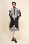 Shop Arihant Rai Sinha Black Silk Embroidery Kurta Patiala Pant Set Online at Aza Fashions Shop_Arihant Rai Sinha_Black Silk Embroidery Kurta Patiala Pant Set _Online_at_Aza_Fashions