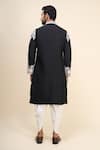 Shop_Arihant Rai Sinha_Black Silk Embroidery Garden Kurta Pant Set _at_Aza_Fashions
