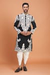 Buy_Arihant Rai Sinha_Black Silk Embroidery Garden Kurta Pant Set _at_Aza_Fashions