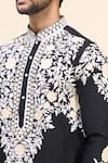 Arihant Rai Sinha_Black Silk Embroidery Garden Kurta Pant Set _at_Aza_Fashions