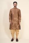 Arihant Rai Sinha_Brown Silk Embroidery Kurta Patiala Pant Set _Online_at_Aza_Fashions