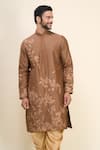 Buy_Arihant Rai Sinha_Brown Silk Embroidery Kurta Patiala Pant Set _Online_at_Aza_Fashions