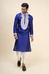 Arihant Rai Sinha_Blue Silk Embroidery Thread Work Bodice Kurta Set _Online_at_Aza_Fashions