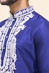 Buy_Arihant Rai Sinha_Blue Silk Embroidery Thread Work Bodice Kurta Set _Online_at_Aza_Fashions
