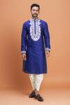 Buy_Arihant Rai Sinha_Blue Silk Embroidery Thread Work Bodice Kurta Set _at_Aza_Fashions