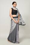 Sayisha_Gray Chinon, Chiffon, Net Embroidery Round Neck Draped Saree With Blouse _at_Aza_Fashions