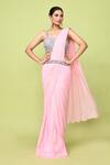 Buy_Sayisha_Pink Chinon, Chiffon, Net Sequins, Embroidery Pre-draped Saree With Blouse _at_Aza_Fashions
