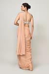Shop_Sayisha_Peach Chinon, Chiffon Sequins, Beads, Pre-draped Saree With Embroidered Blouse _at_Aza_Fashions