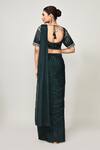 Shop_Sayisha_Green Chinon, Chiffon, Silk Embroidery, Zari, Pre-draped Saree With Blouse _at_Aza_Fashions