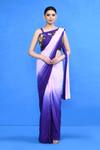 Buy_Sayisha_Purple Chinon, Chiffon, Silk Beads, Ombre Draped Saree With Neck Blouse _at_Aza_Fashions