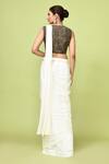 Shop_Sayisha_Cream Chinon, Chiffon, Silk Sequins Pre-draped Saree With Embroidered Blouse _at_Aza_Fashions