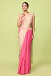 Buy_Sayisha_Pink Chinon, Chiffon, Silk Embroidery, Mirrors, Pre-draped Saree With Blouse _at_Aza_Fashions