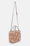 Shop_Versuhz_Pink Beads, Applique Blush Aurora Luxe Beaded 3d Floral Handbag _at_Aza_Fashions