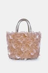 Shop_Versuhz_Pink Beads, Applique Blush Aurora Luxe Beaded 3d Floral Handbag _Online_at_Aza_Fashions