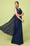 Sayisha_Blue Chinon, Chiffon, Silk Sequins, Pre-draped Saree With Sleeveless Blouse _at_Aza_Fashions
