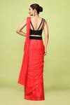 Shop_Sayisha_Red Chinon, Chiffon Sequins, Embroidery V-neck Pre-draped Saree With V Blouse _at_Aza_Fashions