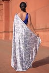 Shop_Naintara Bajaj_White Chinon V-neck Floral Print Pre-draped Saree With Blouse _at_Aza_Fashions