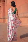 Shop_Naintara Bajaj_Pink Chinon V-neck Floral Bloom Print Pre-draped Saree With Blouse _at_Aza_Fashions