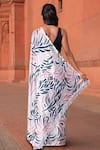 Shop_Naintara Bajaj_White Chinon V-neck Abstract Print Pre-draped Saree With Blouse _at_Aza_Fashions