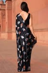 Shop_Naintara Bajaj_Black Chinon Geometric Print Pre-draped Saree With Blouse _at_Aza_Fashions