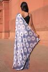 Shop_Naintara Bajaj_Lavender Chinon Tassels V-neck Floral Print Pre-draped Saree With Blouse _at_Aza_Fashions