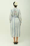 Shop_OFRIDA_Sky Blue Poplin Embroidery Collared Bloomist Striped Floral Dress _at_Aza_Fashions