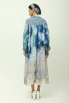 Shop_OFRIDA_Blue Beads Collared, V-neck Whim Tie-dye Dobby Shirt Dress With _at_Aza_Fashions