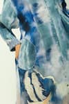 Shop_OFRIDA_Blue Beads Collared, V-neck Whim Tie-dye Dobby Shirt Dress With _Online_at_Aza_Fashions