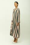 OFRIDA_Pink Viscose V-neck Pg Stripes Floral Print Dress _Online_at_Aza_Fashions