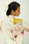 Buy_OFRIDA_Off White Poplin Collared, V-neck Kahlo Printed Shirt And Shorts Set _Online_at_Aza_Fashions