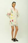 Buy_OFRIDA_Off White Poplin Collared, V-neck Kahlo Printed Shirt And Shorts Set _at_Aza_Fashions