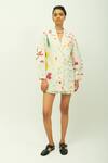 OFRIDA_Off White Poplin Collared, V-neck Kahlo Printed Shirt And Shorts Set _at_Aza_Fashions