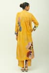 Shop_OFRIDA_Yellow V-neck Sol Dotted Dobby Abstract Print Kurta And Pant Set _at_Aza_Fashions