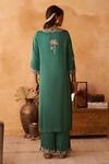 Shop_Neitri_Emerald Green Georgette, Silk Embroidery Mayuri Hand And Machine Kurta & Pant _at_Aza_Fashions