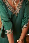 Neitri_Emerald Green Georgette, Silk Embroidery Mayuri Hand And Machine Kurta & Pant _at_Aza_Fashions
