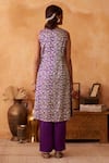 Shop_Neitri_Purple Silk, Georgette, Brocade Embroidery V-neck Mrinal And Kurta Set _at_Aza_Fashions