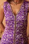 Buy_Neitri_Purple Silk, Georgette, Brocade Embroidery V-neck Mrinal And Kurta Set 