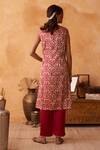 Shop_Neitri_Maroon Silk, Georgette, Brocade Embroidery V-neck Ketaki Kurta And Pant Set _at_Aza_Fashions