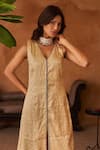 Neitri_Ivory Silk, Brocade, Georgette, Shantoon Embroidery, Amaltas Kurta And Pant Set _Online_at_Aza_Fashions