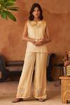 Buy_Neitri_Ivory Silk, Georgette, Brocade, Muslin Palash Hand And Machine Top & Pant _at_Aza_Fashions