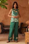 Shop_Neitri_Emerald Green Silk Organza, Silk, Georgette Embroidery Samar Kurta And Pant Set _at_Aza_Fashions