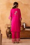 Shop_Neitri_Fuchsia Silk, Georgette Embroidery Raatrani Hand And Machine Kurta & Pant Set _at_Aza_Fashions