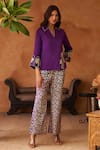 Buy_Neitri_Purple Silk, Georgette, Handloom Cotton, Brocade Neerja Kurta And Pant Set _at_Aza_Fashions