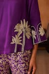 Neitri_Purple Silk, Georgette, Handloom Cotton, Brocade Neerja Kurta And Pant Set _Online_at_Aza_Fashions