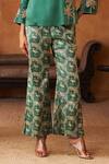 Neitri_Emerald Green Silk Organza, Handloom Cotton Harini Kurta And Brocade Pant Set _Online_at_Aza_Fashions