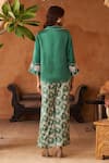 Shop_Neitri_Emerald Green Silk Organza, Handloom Cotton Harini Kurta And Brocade Pant Set _at_Aza_Fashions